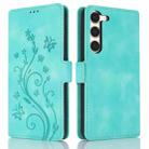 For Samsung Galaxy S23 5G Dreamy Butterfly Love Flower Embossed Leather Phone Case(Green) - 1