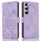 For Samsung Galaxy S23+ 5G Dreamy Butterfly Love Flower Embossed Leather Phone Case(Purple) - 1