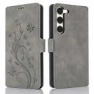 For Samsung Galaxy S23+ 5G Dreamy Butterfly Love Flower Embossed Leather Phone Case(Grey) - 1