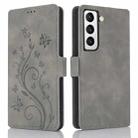 For Samsung Galaxy S21 5G Dreamy Butterfly Love Flower Embossed Leather Phone Case(Grey) - 1