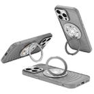 For iPhone 15 Pro Max Skin Ripples MagSafe Holder Phone Case(Titanium Gray) - 1