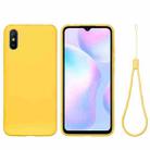 For Xiaomi Redmi 9A Pure Color Liquid Silicone Shockproof Full Coverage Case(Yellow) - 1