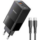 Yesido YC73 65W USB and USB-C / Type-C Dual Port GaN Fast Charger Set, EU Plug(Black) - 1