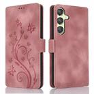 For Samsung Galaxy A35 5G Dreamy Butterfly Love Flower Embossed Leather Phone Case(Rose Gold) - 1