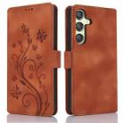 For Samsung Galaxy A55 5G Dreamy Butterfly Love Flower Embossed Leather Phone Case(Brown) - 1