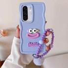 For Samsung Galaxy A36 5G / A56 Cartoon Sausage Mouth TPU Phone Case with Bead Chain(Purple) - 1