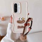 For Samsung Galaxy A36 5G / A56 Cartoon Sausage Mouth TPU Phone Case with Bead Chain(White) - 1