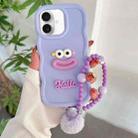 For iPhone 16 Plus Cartoon Sausage Mouth TPU Phone Case with Bead Chain(Purple) - 1