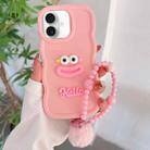 For iPhone 16 Plus Cartoon Sausage Mouth TPU Phone Case with Bead Chain(Pink) - 1