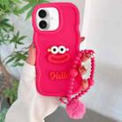 For iPhone 16 Plus Cartoon Sausage Mouth TPU Phone Case with Bead Chain(Red) - 1