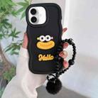 For iPhone 16 Plus Cartoon Sausage Mouth TPU Phone Case with Bead Chain(Black) - 1