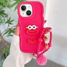 For iPhone 15 Cartoon Sausage Mouth TPU Phone Case with Bead Chain(Red) - 1