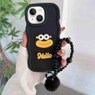 For iPhone 14 Cartoon Sausage Mouth TPU Phone Case with Bead Chain(Black) - 1