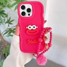 For iPhone 14 Pro Cartoon Sausage Mouth TPU Phone Case with Bead Chain(Red) - 1