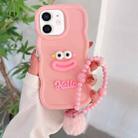 For iPhone 12 Cartoon Sausage Mouth TPU Phone Case with Bead Chain(Pink) - 1