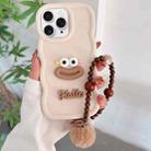 For iPhone 11 Pro Max Cartoon Sausage Mouth TPU Phone Case with Bead Chain(White) - 1