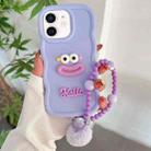 For iPhone 11 Cartoon Sausage Mouth TPU Phone Case with Bead Chain(Purple) - 1