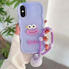 For iPhone XS / X Cartoon Sausage Mouth TPU Phone Case with Bead Chain(Purple) - 1