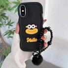 For iPhone XS / X Cartoon Sausage Mouth TPU Phone Case with Bead Chain(Black) - 1