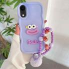 For iPhone XR Cartoon Sausage Mouth TPU Phone Case with Bead Chain(Purple) - 1