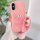 For iPhone XS Max Cartoon Sausage Mouth TPU Phone Case with Bead Chain(Pink) - 1