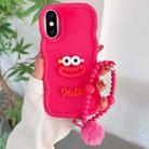 For iPhone XS Max Cartoon Sausage Mouth TPU Phone Case with Bead Chain(Red) - 1