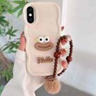 For iPhone XS Max Cartoon Sausage Mouth TPU Phone Case with Bead Chain(White) - 1