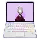 For iPad Air 2022&2020 / Pro 11 2021&2020&2018 Lambskin Pen Slot Touch Pad Backlight Bluetooth Keyboard Leather Tablet Case(Purple) - 3