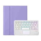 For iPad 10.2 2021&2020&2019/Air 2019/Pro 10.5 Lambskin Pen Slot Touch Pad Backlight Bluetooth Keyboard Leather Tablet Case(Purple) - 2