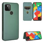 For Google Pixel 4A 5G Carbon Fiber Texture Horizontal Flip TPU + PC + PU Leather Case with Card Slot(Green) - 1