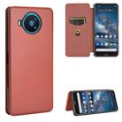 For Nokia 8.3 5G Carbon Fiber Texture Horizontal Flip TPU + PC + PU Leather Case with Card Slot(Brown) - 1