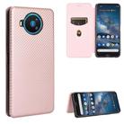 For Nokia 8.3 5G Carbon Fiber Texture Horizontal Flip TPU + PC + PU Leather Case with Card Slot(Pink) - 1