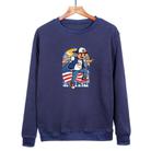 Boy Printed Casual Loose Round Neck Sweatshirt Print On Your Demand, Size:XL(Navy Blue) - 1