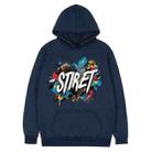 Alphabet Printed Fleece Hooded Sweatshirt Print On Your Demand, Size:XS(Navy Blue) - 1