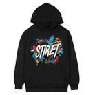 Alphabet Printed Fleece Hooded Sweatshirt Print On Your Demand, Size:L(Black) - 1