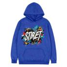 Alphabet Printed Fleece Hooded Sweatshirt Print On Your Demand, Size:XXL(Blue) - 1