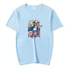 Boy Printed Round Neck Modal Short Sleeve T-shirt Print On Your Demand, Size:XXXXL(Sky Blue) - 1
