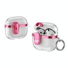 For AirPods 4 Electroplating Transparent Wireless Earphones Case with Security Lock(Pink) - 1