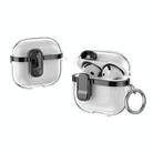 For AirPods 4 Electroplating Transparent Wireless Earphones Case with Security Lock(Black) - 1
