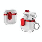 For AirPods 1 / 2 Electroplating Transparent Wireless Earphones Case with Security Lock(Red) - 1