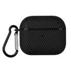 For AirPods 3 Carbon Fibre Texture PU Earbuds Box PC Case with Hook(Black) - 1