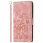For Fujitsu Arrows F-52B Tulips Embossed Leather Phone Case with Lanyard(Pink) - 2