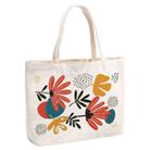 Flowers Printed Canvas Handbag Digital Print On Your Demand, Size:35x45x15cm(Beige) - 1
