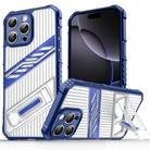 For iPhone 16 Pro Plating Holder PC Hybrid TPU Phone Case(Navy Blue) - 1
