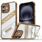 For iPhone 16 Plating Holder PC Hybrid TPU Phone Case(Desert Gold) - 1