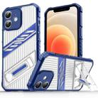 For iPhone 12 Plating Holder PC Hybrid TPU Phone Case(Navy Blue) - 1