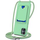 For Samsung Galaxy M05 / F05 Integrated Card Bag Solid Color Liquid Silicone Phone Case with Lanyard(Green) - 1