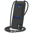 For Samsung Galaxy M05 / F05 Integrated Card Bag Solid Color Liquid Silicone Phone Case with Lanyard(Black) - 1