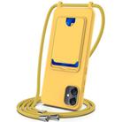 For Samsung Galaxy M05 / F05 Integrated Card Bag Solid Color Liquid Silicone Phone Case with Lanyard(Yellow) - 1