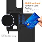 For Samsung Galaxy M14 4G Integrated Card Bag Solid Color Liquid Silicone Phone Case with Lanyard(Black) - 3